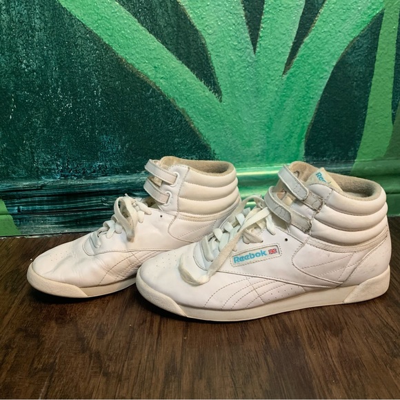 80s 90’s retro vintage Reebok Velcro High Tops White Classics size 10 men’s shoe - Picture 6 of 10